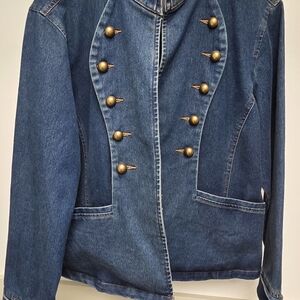 Multiples Blue Jean Jacket with Gold Buttons